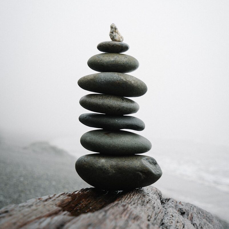 gray stone stack on gray rock